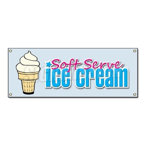 SOFT SERVE VANILLA ICE CREAM BANNER SIGN cone sundae banana split swirl
